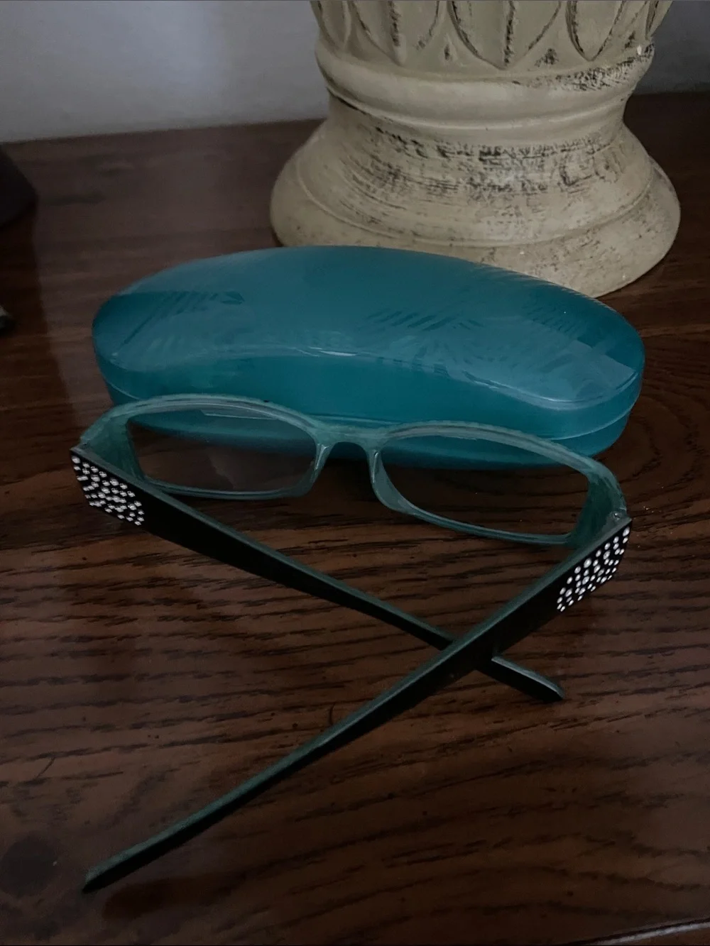 Just a little Bling Rhinestone Accent Black Reading & Green Eye Glasses Frame